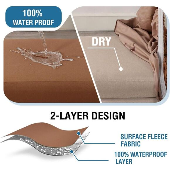 Waterproof Ottoman Cover (X Large, Camel) - Picture 4 of 7